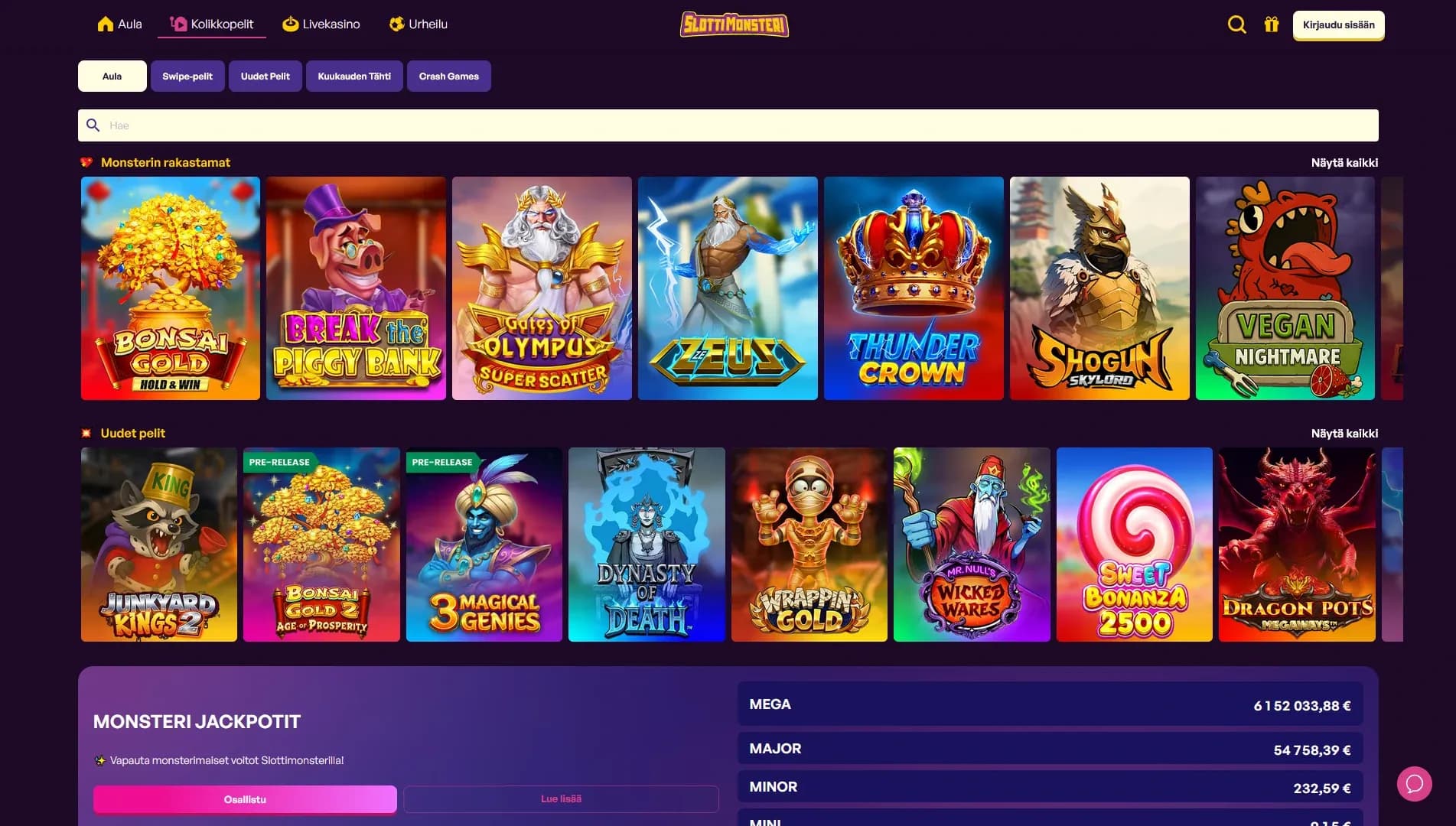 Slottimonsteri casino arvostelu 2026 Kuvankaappaus 1