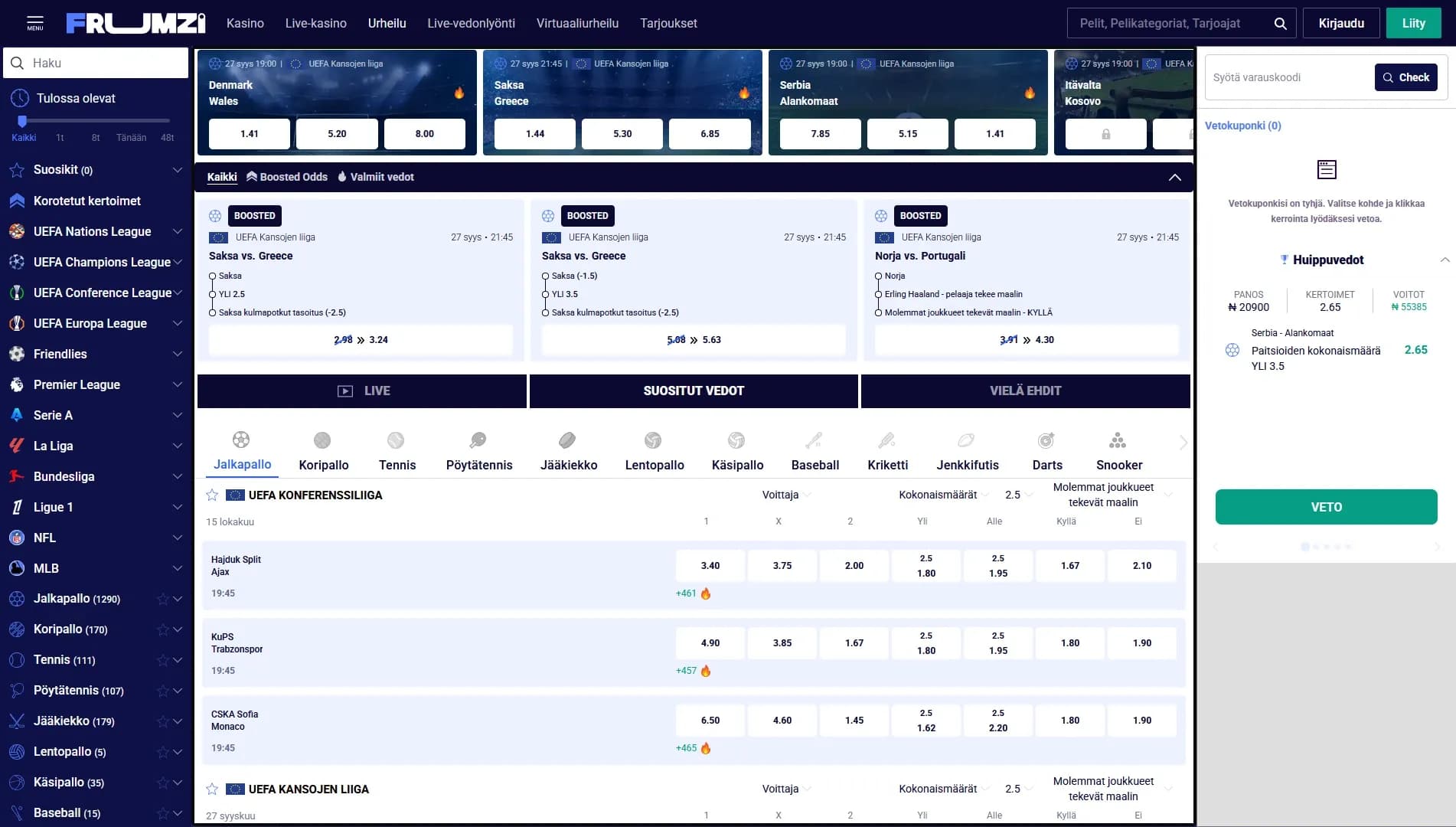 Frumzi Casino Arvostelu 2026 Kuvankaappaus 4