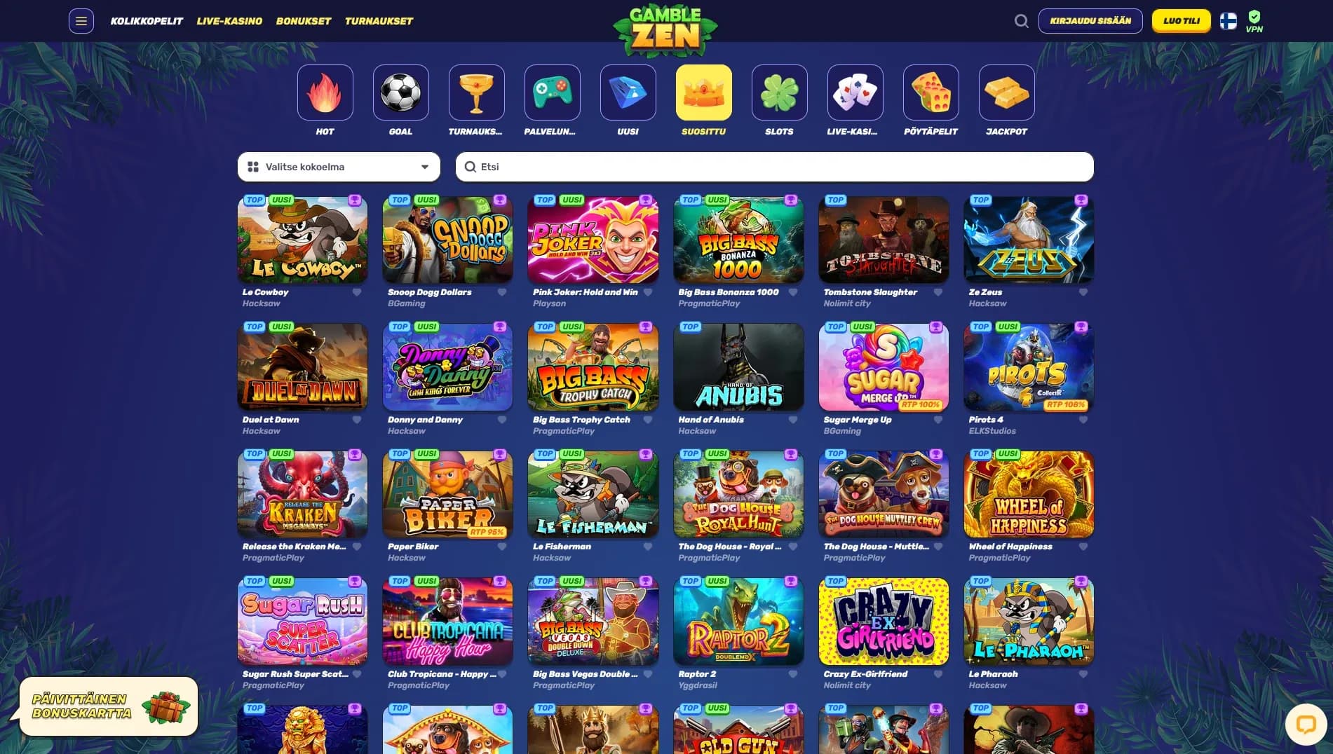 Gamblezen Casino arvostelu 2026 – 250% NON-STICKY Bonus 500€ asti + 100 ilmaiskierrosta Kuvankaappaus 4