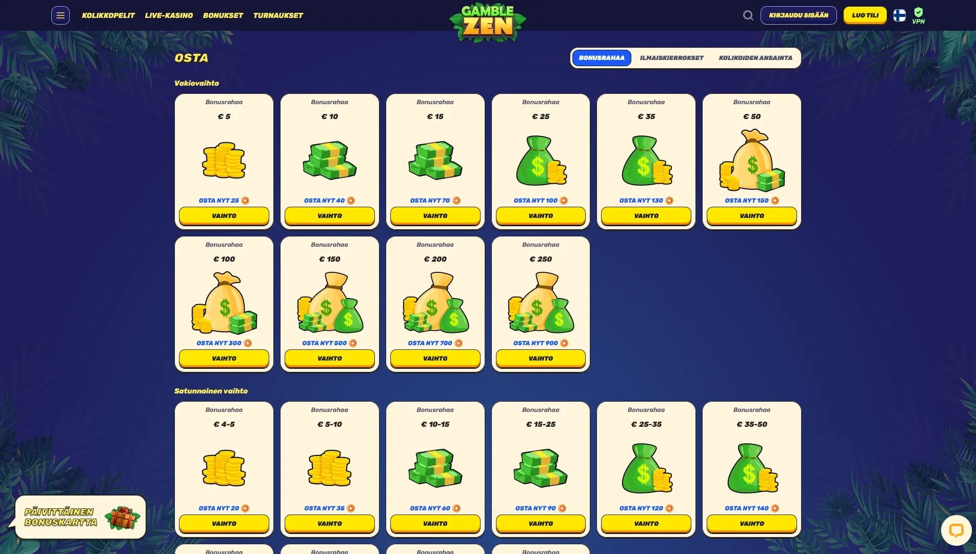 Gamblezen Casino arvostelu 2026 – 250% NON-STICKY Bonus 500€ asti + 100 ilmaiskierrosta Kuvankaappaus 2