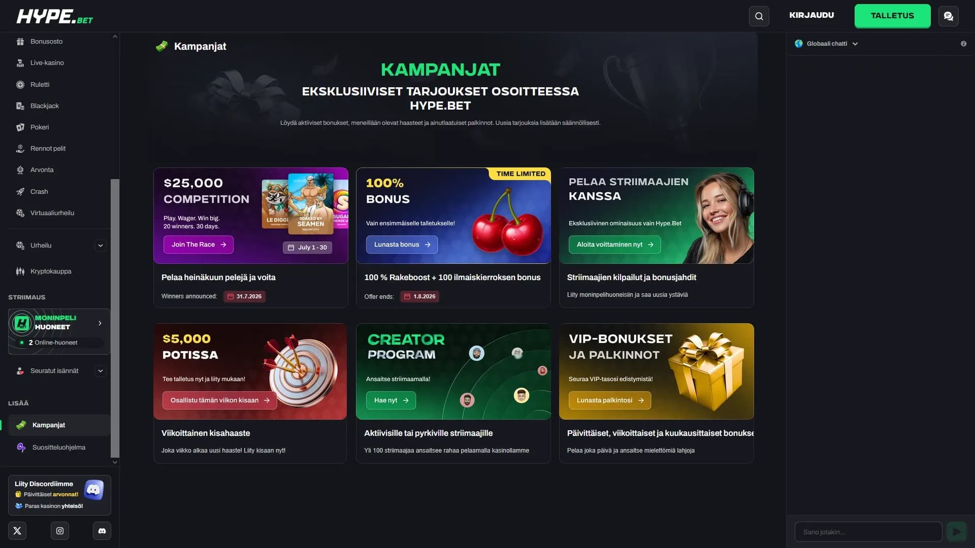 Hype.Bet Casino arvostelu 2026 | 500€ + 100 kierrosta Kuvankaappaus 1
