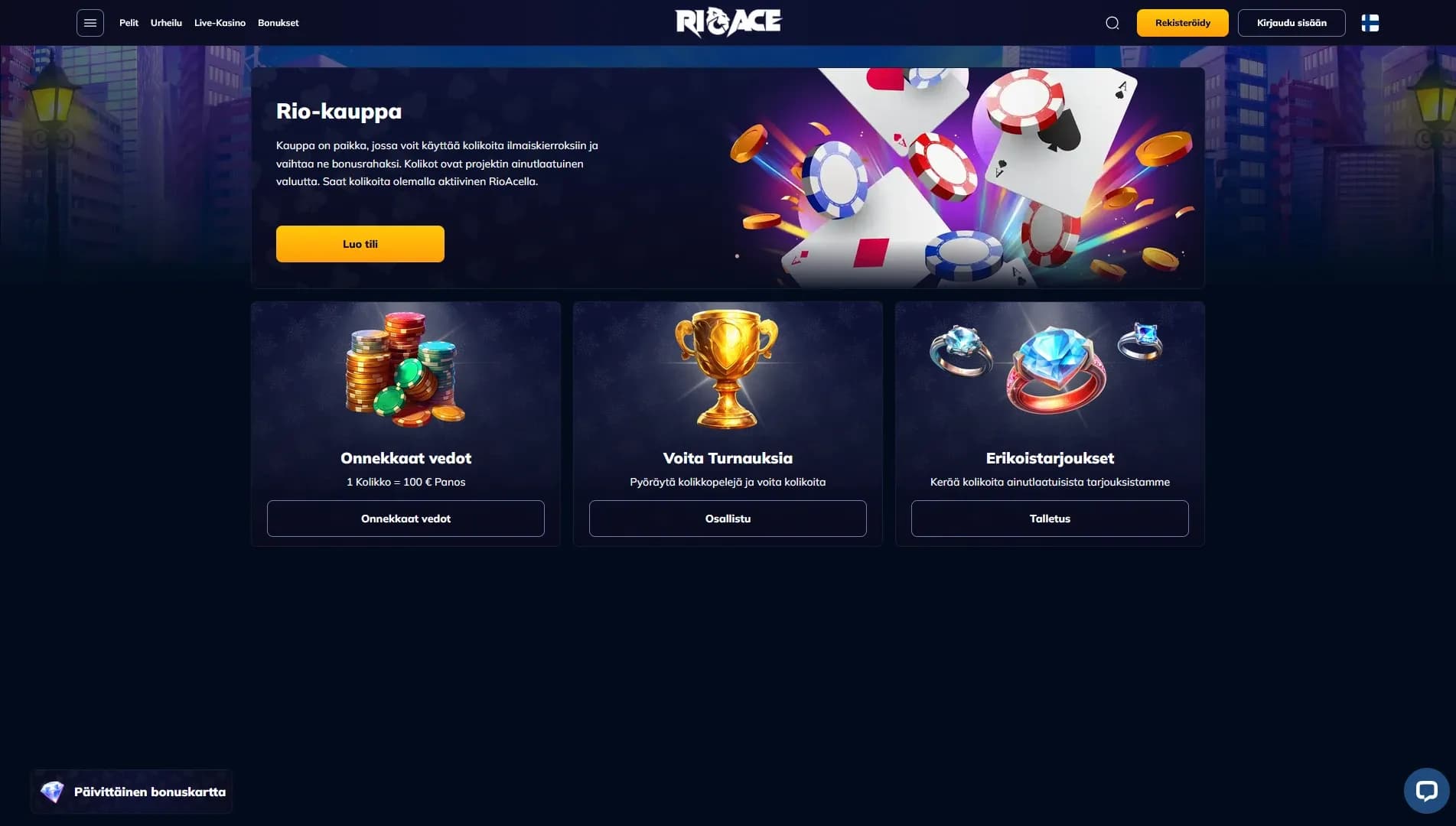 RioAce Casino arvostelu 2026 – 125% Non-Sticky bonus Kuvankaappaus 2