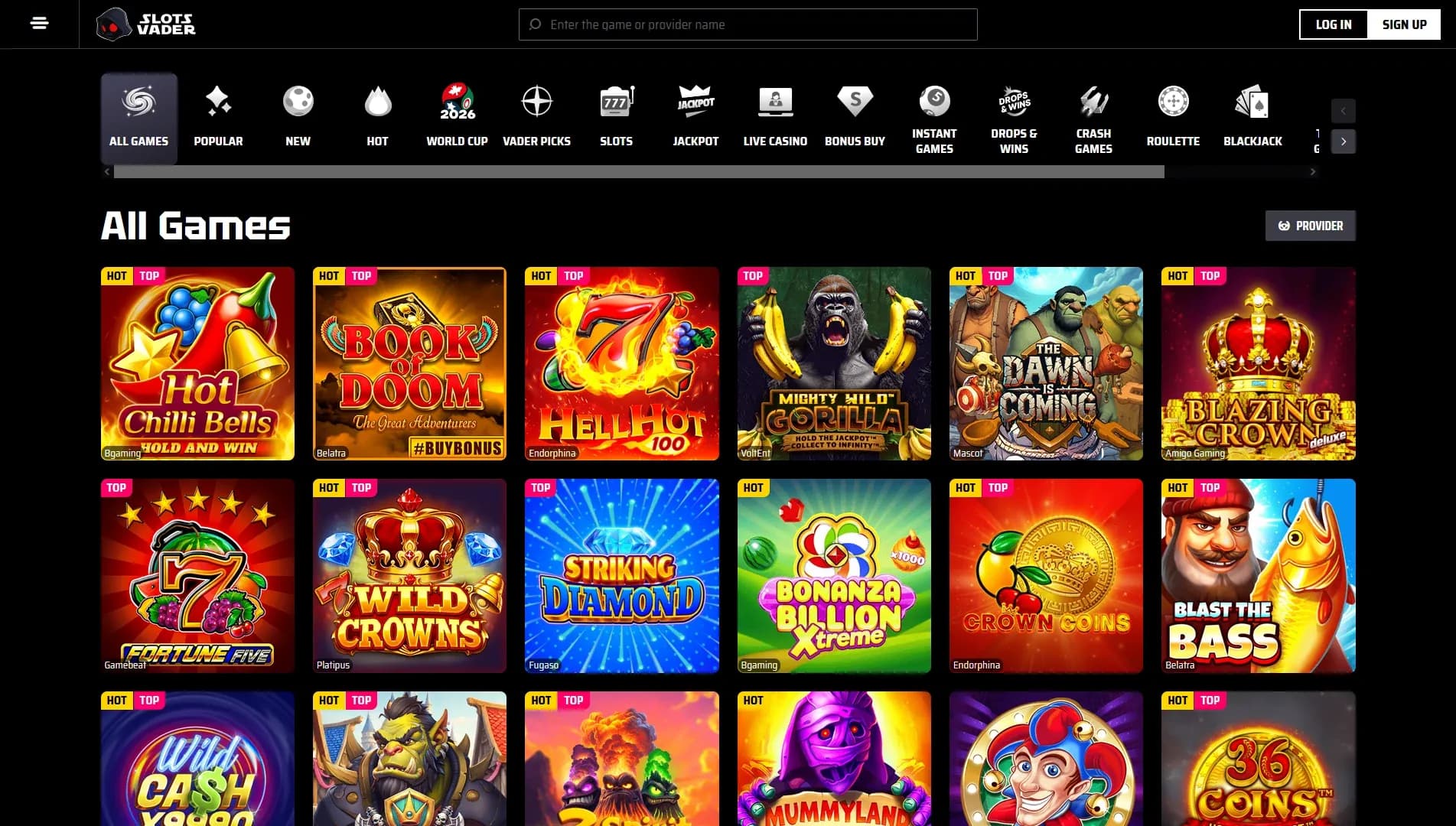 SlotsVader Casino arvostelu 2026 – Non-Sticky bonus 500€ asti Kuvankaappaus 1