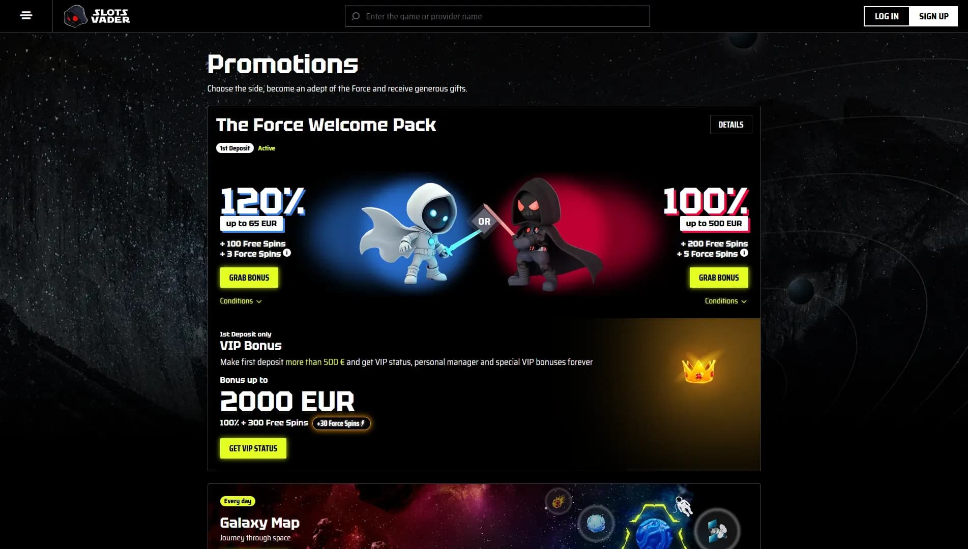 SlotsVader Casino arvostelu 2026 – Non-Sticky bonus 500€ asti Kuvankaappaus 3