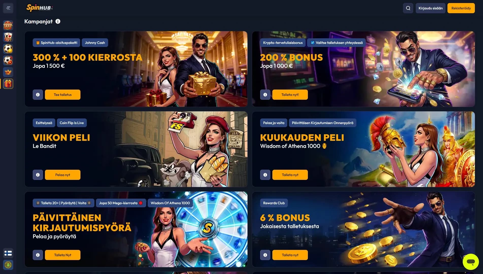 Spinhub Casino – 200% NON-STICKY-bonus + 150 ilmaiskierrosta Kuvankaappaus 2