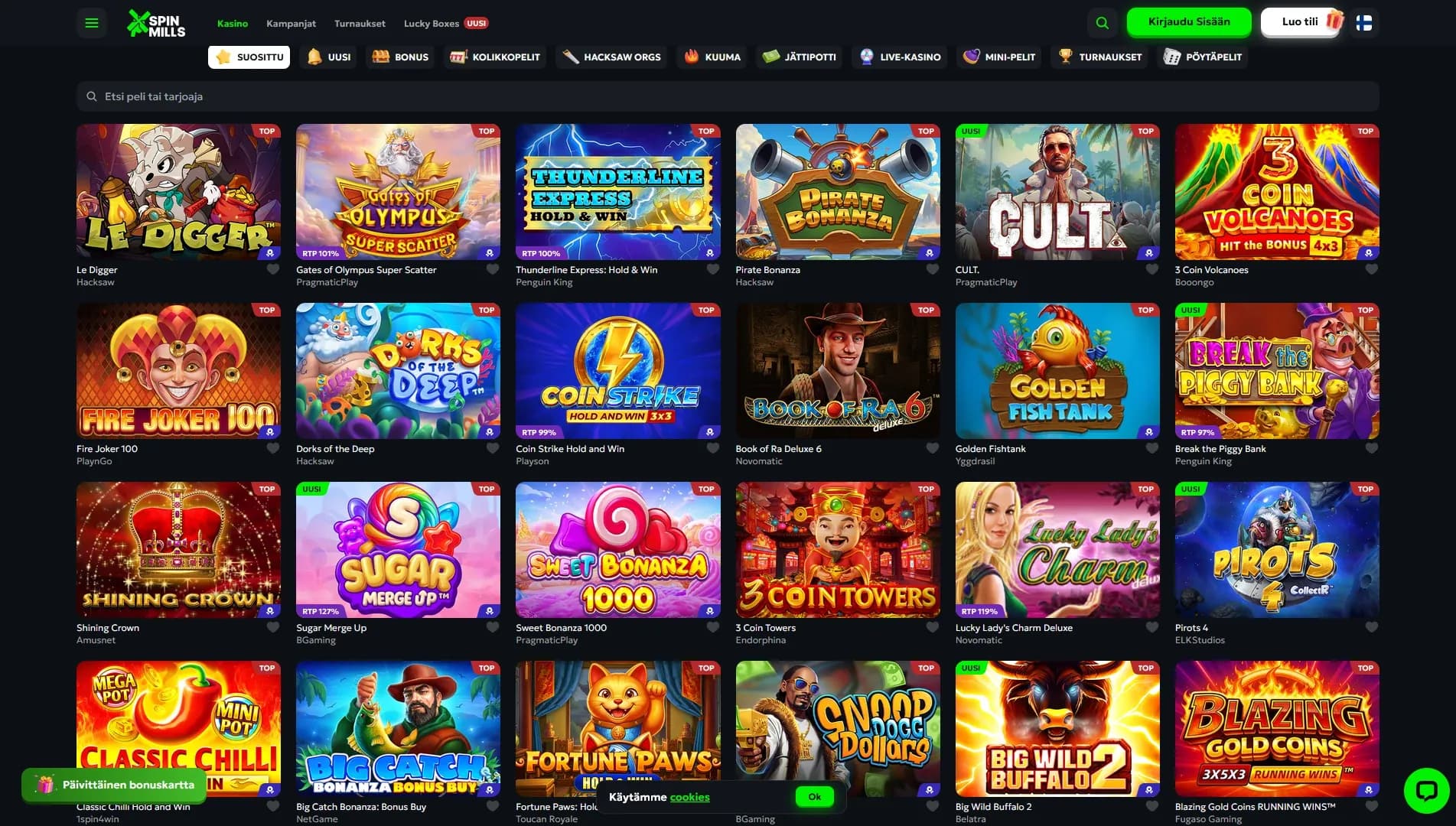 Spinmills Casino arvostelu 2026 Kuvankaappaus 1