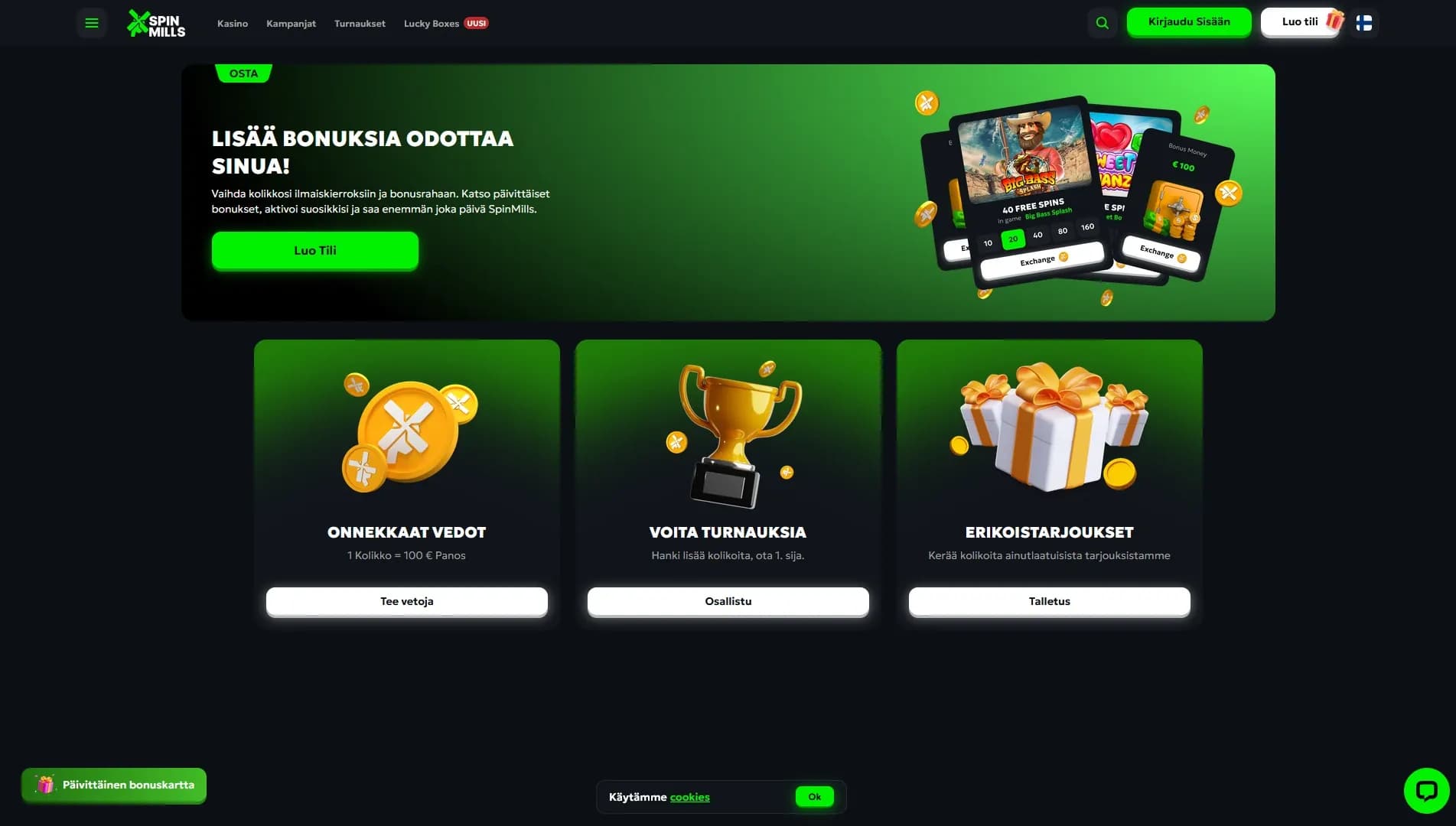 Spinmills Casino arvostelu 2026 Kuvankaappaus 3