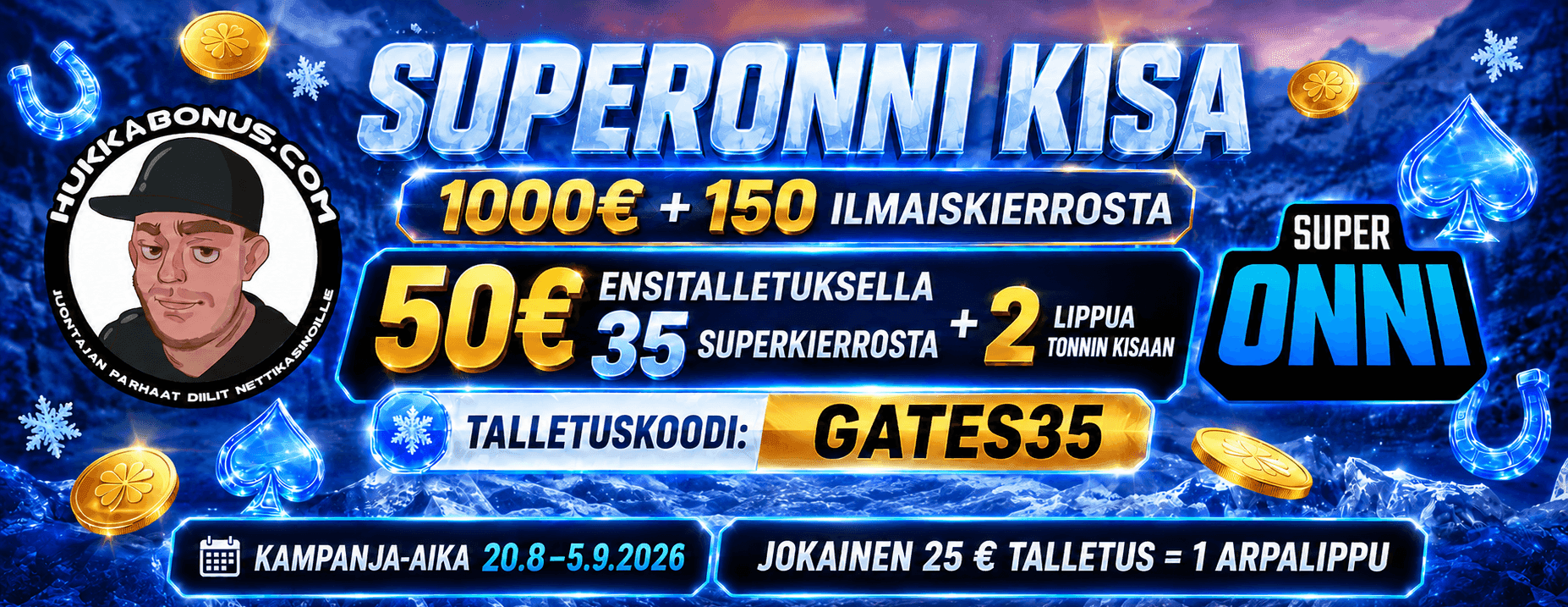 Superonni Casino 1000€ Kisa banneri hukkabonus hukkaw