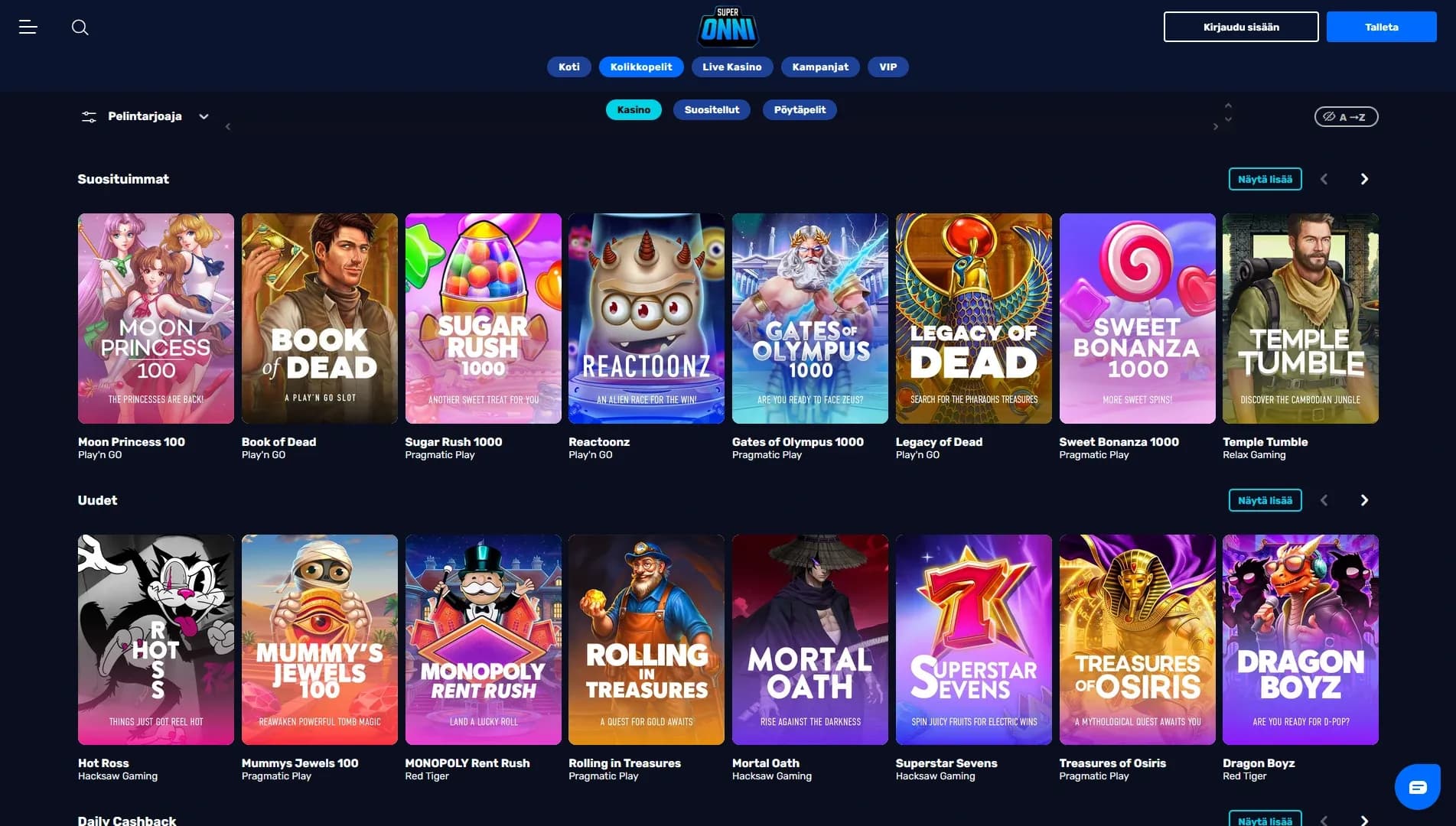 Superonni Casino kokemuksia 2026 – 20 x 1€ Superkierrosta Kuvankaappaus 1